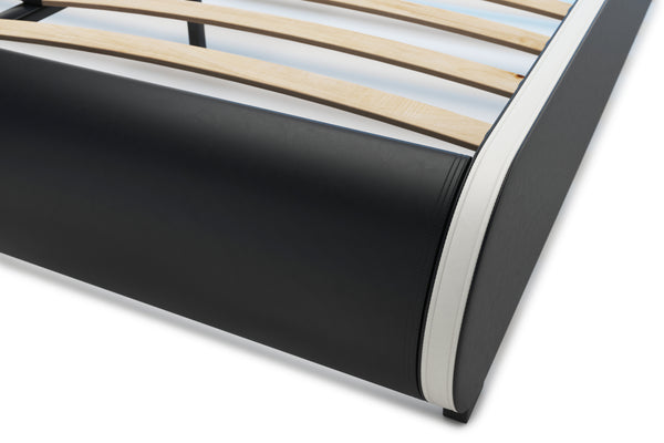 Lederbett LED SIESTA 160 x 200 cm schwarz