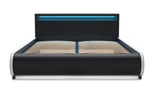 Lederbett LED SIESTA 160 x 200 cm schwarz