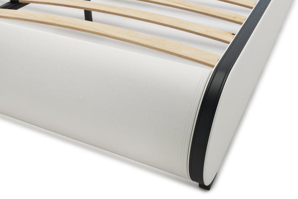 Lederbett LED SIESTA 160 x 200 cm weiss