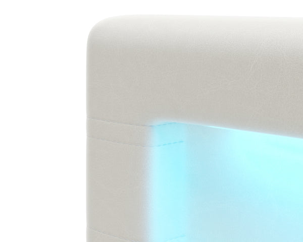Lederbett LED SIESTA 160 x 200 cm weiss