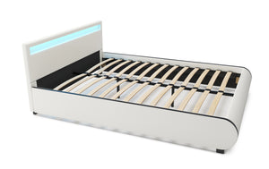Lederbett LED SIESTA 160 x 200 cm weiss