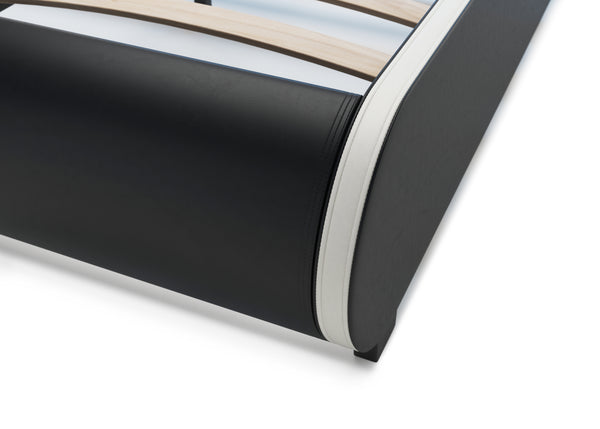 Lederbett LED SIESTA 180 x 200 cm schwarz