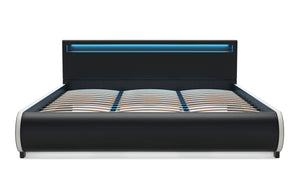 Lederbett LED SIESTA 180 x 200 cm schwarz