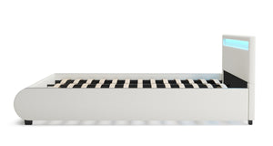 Lederbett LED SIESTA 180 x 200 cm weiss