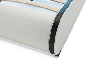 Lederbett LED SIESTA 180 x 200 cm weiss