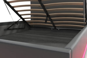 Lederbett LED STARDUST 140 x 200 cm grau