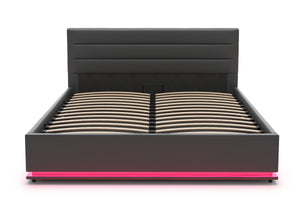 Lederbett LED STARDUST 140 x 200 cm grau