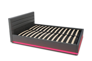 Lederbett LED STARDUST 140 x 200 cm grau