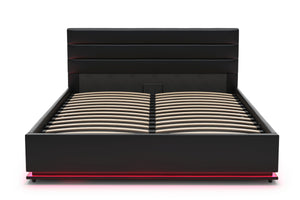 Lederbett LED STARDUST 140 x 200 cm schwarz