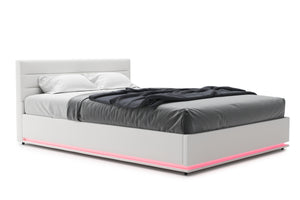 Lederbett LED STARDUST 140 x 200 cm weiss