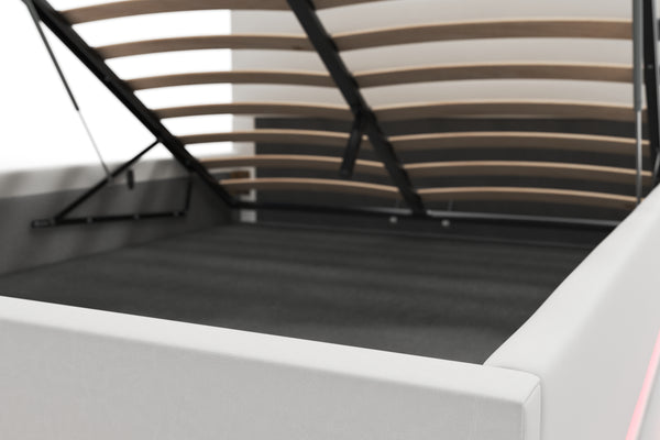 Lederbett LED STARDUST 140 x 200 cm weiss