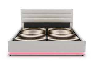 Lederbett LED STARDUST 140 x 200 cm weiss