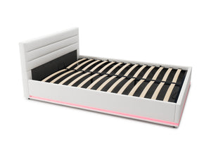 Lederbett LED STARDUST 140 x 200 cm weiss