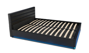 Lederbett LED STARDUST 160 x 200 cm schwarz
