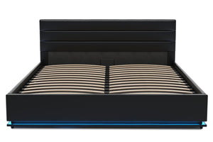 Lederbett LED STARDUST 160 x 200 cm schwarz