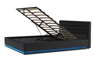 Lederbett LED STARDUST 160 x 200 cm schwarz