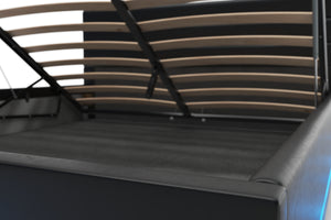 Lederbett LED STARDUST 160 x 200 cm schwarz