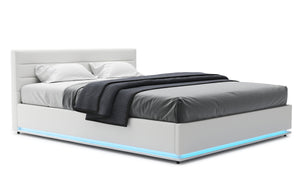 Lederbett LED STARDUST 160 x 200 cm weiss