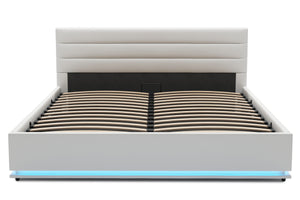 Lederbett LED STARDUST 160 x 200 cm weiss