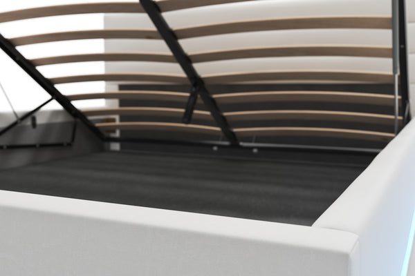 Lederbett LED STARDUST 160 x 200 cm weiss