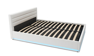 Lederbett LED STARDUST 160 x 200 cm weiss