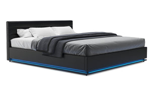 Lederbett LED STARDUST 180 x 200 cm schwarz