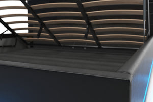 Lederbett LED STARDUST 180 x 200 cm schwarz