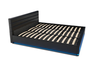 Lederbett LED STARDUST 180 x 200 cm schwarz