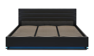 Lederbett LED STARDUST 180 x 200 cm schwarz