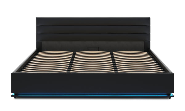 Lederbett LED STARDUST 180 x 200 cm schwarz