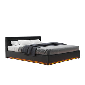 Lederbett LED STARDUST 180 x 200 cm schwarz