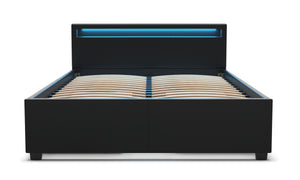 Lederbett LED TRANCE 140 x 200 cm schwarz