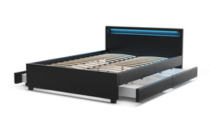 Lederbett LED TRANCE 140 x 200 cm schwarz