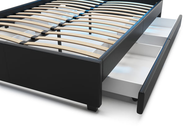 Lederbett LED TRANCE 140 x 200 cm schwarz