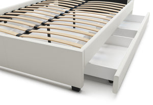Lederbett LED TRANCE 140 x 200 cm weiss