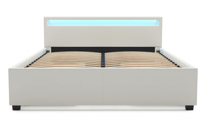Lederbett LED TRANCE 160 x 200 cm weiss