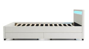 Lederbett LED TRANCE 160 x 200 cm weiss