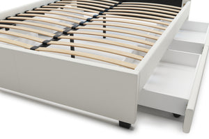 Lederbett LED TRANCE 160 x 200 cm weiss