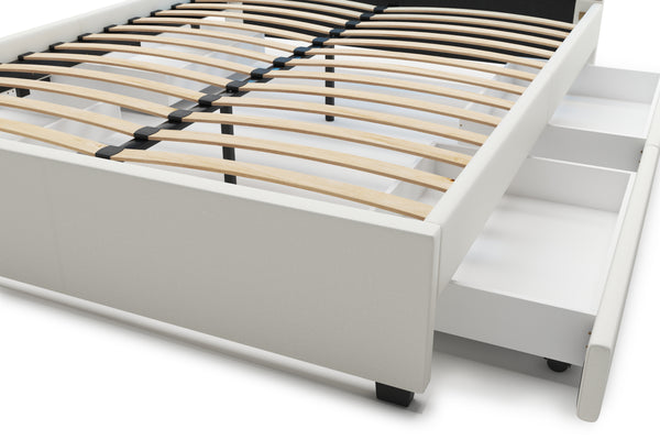 Lederbett LED TRANCE 160 x 200 cm weiss