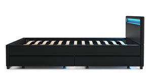 Lederbett LED TRANCE 160 x 200 cm schwarz
