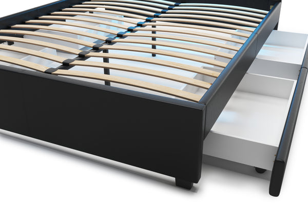 Lederbett LED TRANCE 160 x 200 cm schwarz