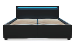Lederbett LED TRANCE 160 x 200 cm schwarz
