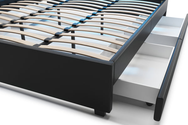 Lederbett LED TRANCE 180 x 200 cm schwarz