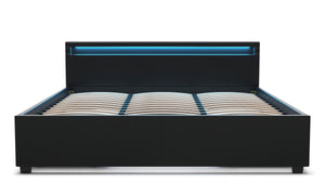 Lederbett LED TRANCE 180 x 200 cm schwarz