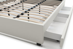 Lederbett LED TRANCE 180 x 200 cm weiss