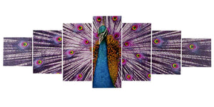 Leinwandbild Wandbild 7-teilig 140x50cm Pfau