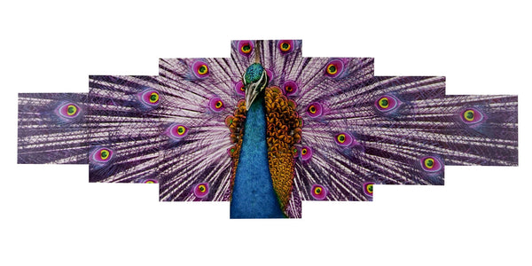 Leinwandbild Wandbild 7-teilig 140x50cm Pfau