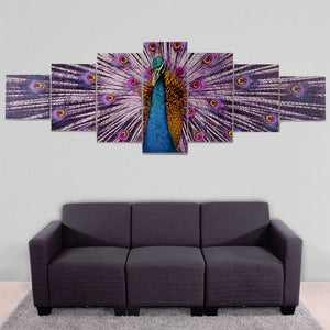 Leinwandbild Wandbild 7-teilig 245x87cm ~ Pfau