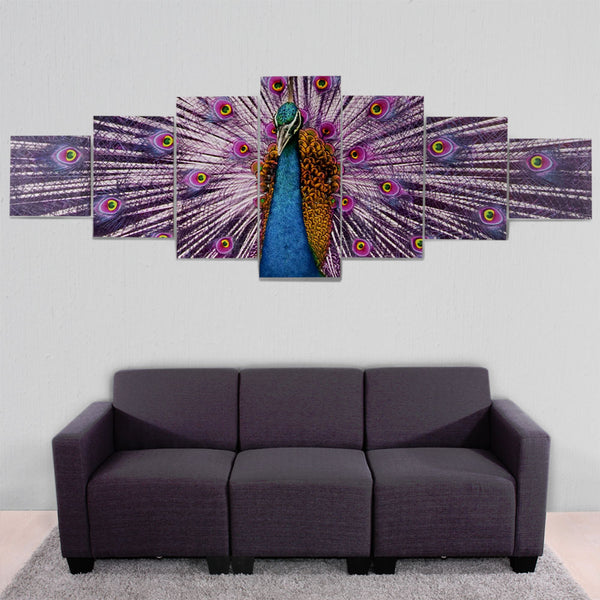 Leinwandbild Wandbild 7-teilig 245x87cm ~ Pfau