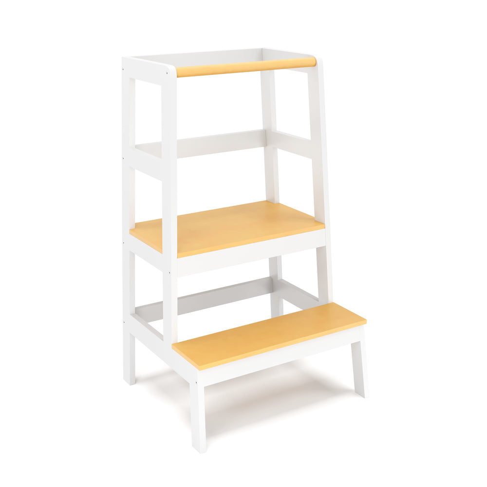 Torre di apprendimento per bambini, bianco/naturale